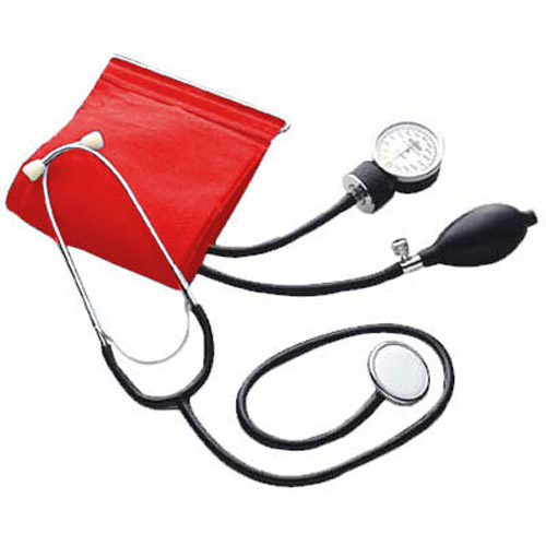 Professional Aneroid Sphygmomanometer + Stethoscope - Red