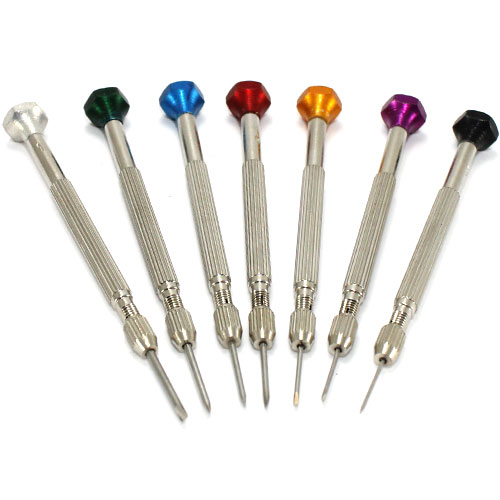 7pc Jewellers Watchmaker Flat Headed Screwdrivers + Spare Blades