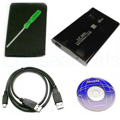 SATA 2.5" USB 2.0 External Hard Drive Disk Case Enclosure Black