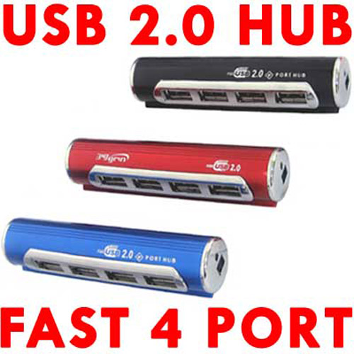Aluminum Hi-Speed USB 2.0 4 Port Cylinder Mini Hub