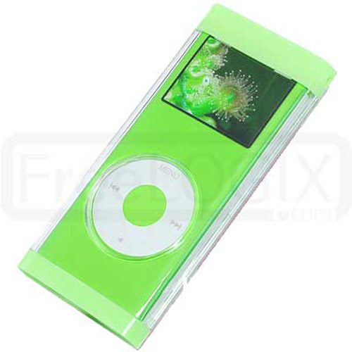 iPod Nano 2ND Gen Flip Top Crystal Case with Lanyard - Green