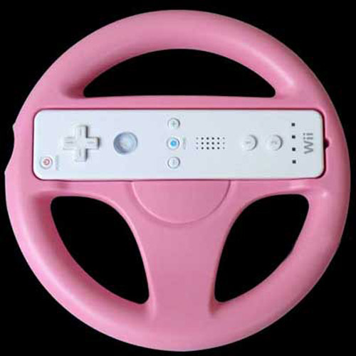 Round Steering Wheel for Nintendo Wii Mario Kart Game - Pink