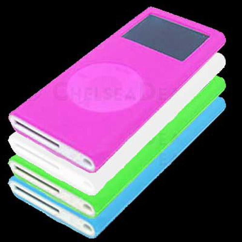 4 Pack iPod NANO 2nd GEN Silicone Cases Green, White, Blue, Pink
