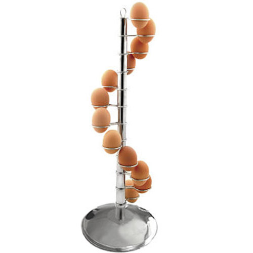 Modern Style Chrome Spiral Egg Holder Rack - Holds12 Eggs